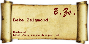 Beke Zsigmond névjegykártya